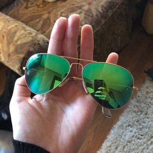 Flash lens blue and green ray bans